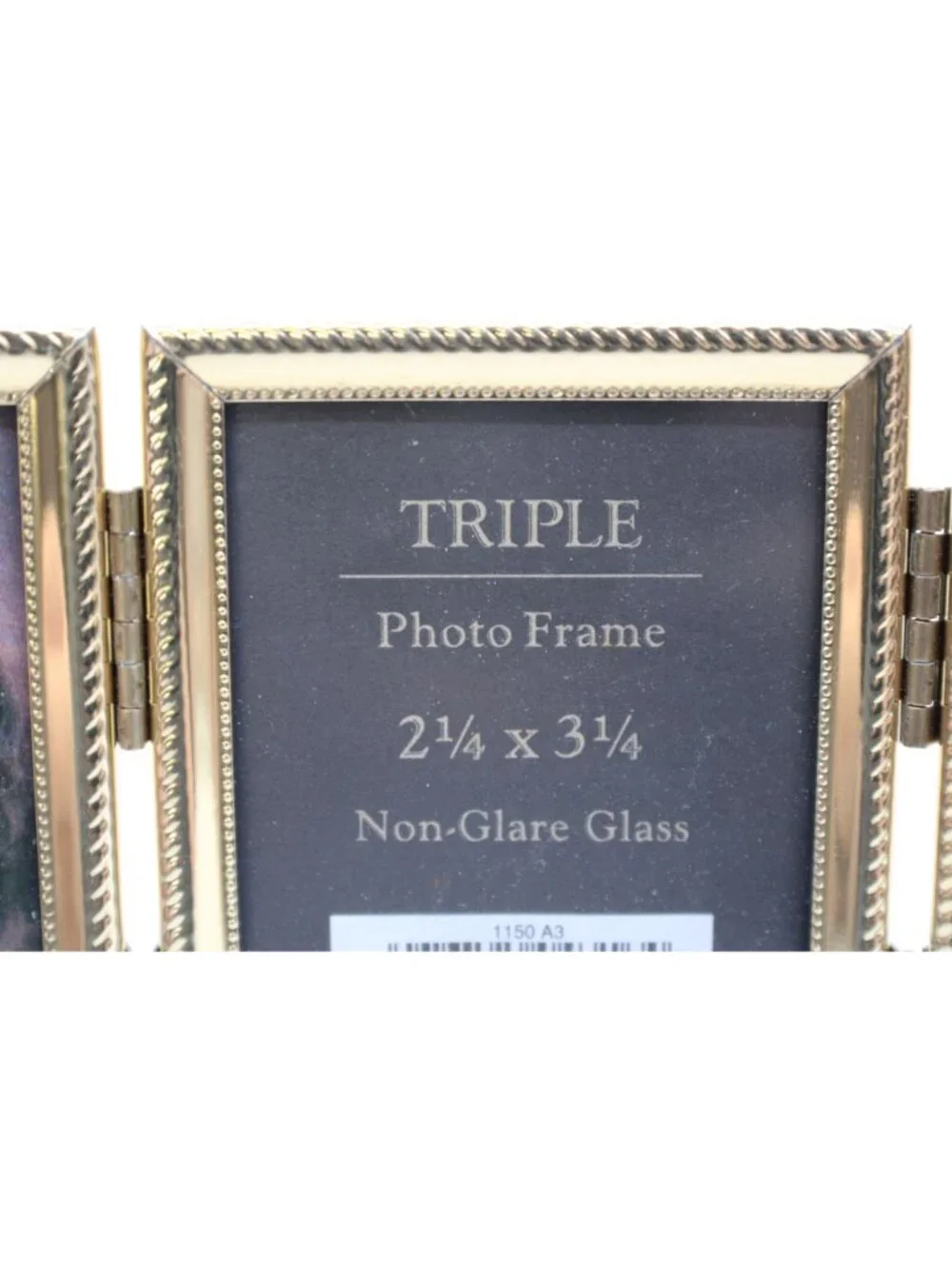 Vintage Brass Triple Hinge Connected Photo Frame 2.25x3.25
